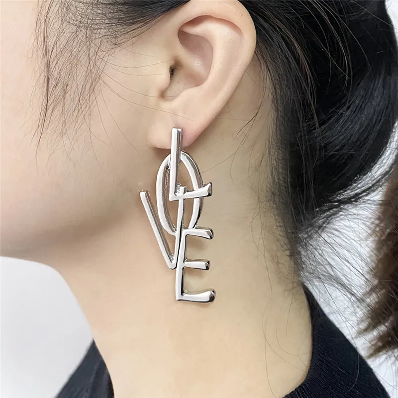 Модный уникальный дизайн имитация букв любовные геометрические серьги-подвески