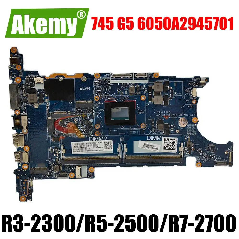 

For HP EliteBook 745 G5 755 G5 Laptop Motherboard 6050A2945701-MB-A01 With CPU R3-2300 R5-2500 R7-2700 CPU L21936-001 L21937-001