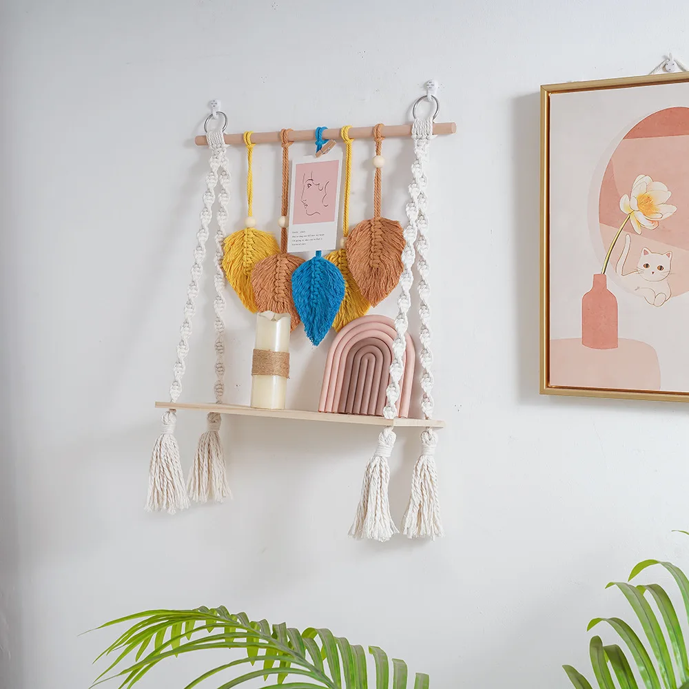 Красочная деревянная полка в форме листа настенная декоративная витрина