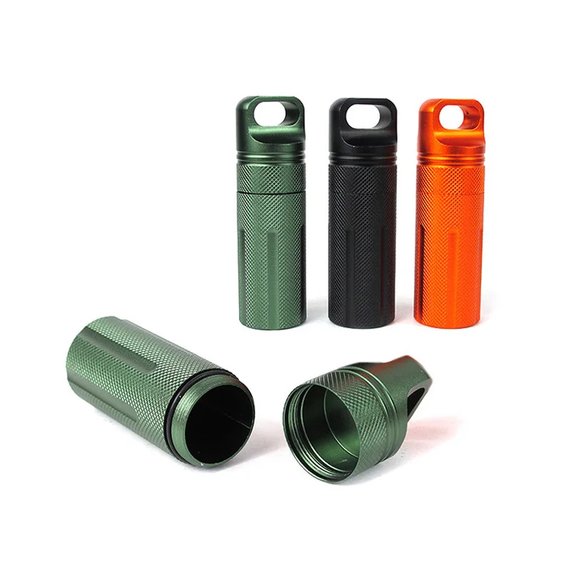 Outdoor EDC Container Case Waterproof Survival Container Capsule Aluminum Pill Bottle Match Battery Holder Case Survival Box