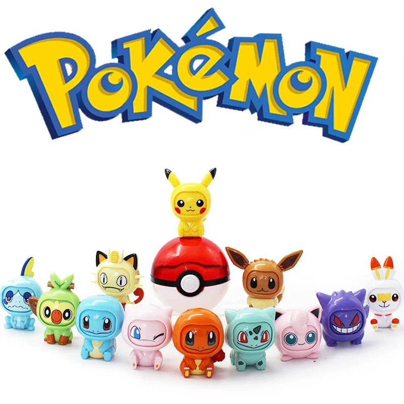 

Poket Monster Pokemon Charmander Grookey Pikachu Eevee Face Changing Movable PVC Action Figures 40-80mm Figurine Toys
