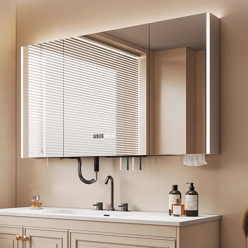 Умный зеркальный шкаф в скандинавском стиле настенный для хранения с подсветкой