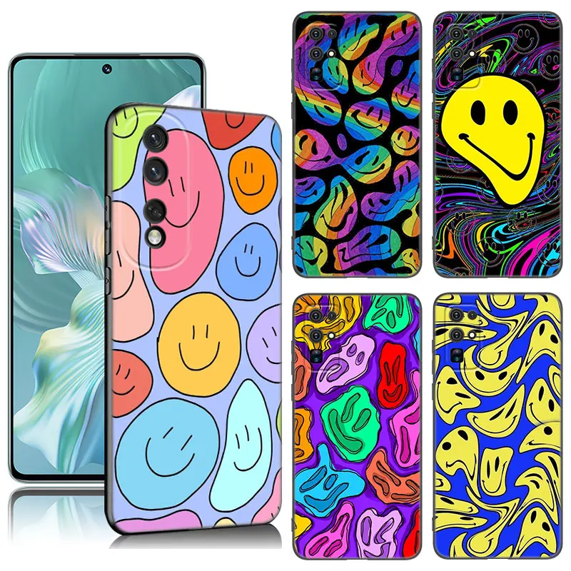 

Funny Trippy Smiley Face Phone Case For Honor Magic 4 20 50 70 Lite 60 SE 30 80 90 Pro Plus 20E 20i 30i 20S 30S Silicone Cover