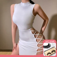 elegant dress black sleeveless bandage sexy dress for women club party backless tank dresses skinny fashion summer 2022