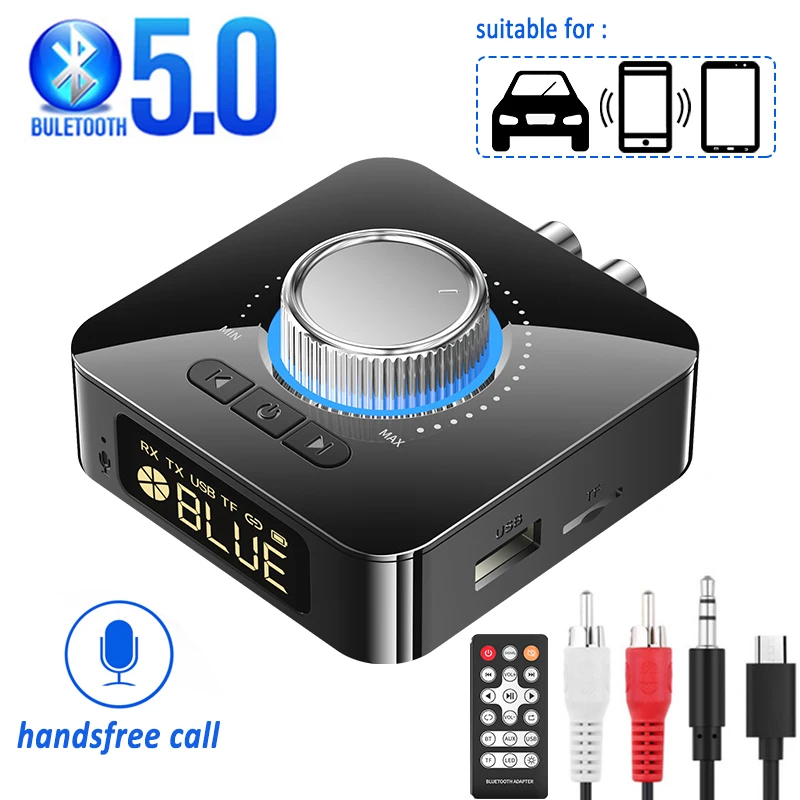 

Bluetooth Receiver Transmitter LED BT 5.0 Stereo AUX 3.5mm Jack RCA Handsfree Call TF U-Disk TV Car Kit Wireless Audio Adapter