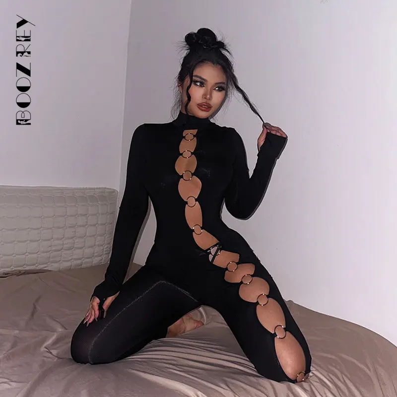 

BoozRey, черный облегающий эластичный комбинезон с вырезами по бокам без рукавов с высокой талией для женщин, лето 2022, пляжный сексуальный женский костюм