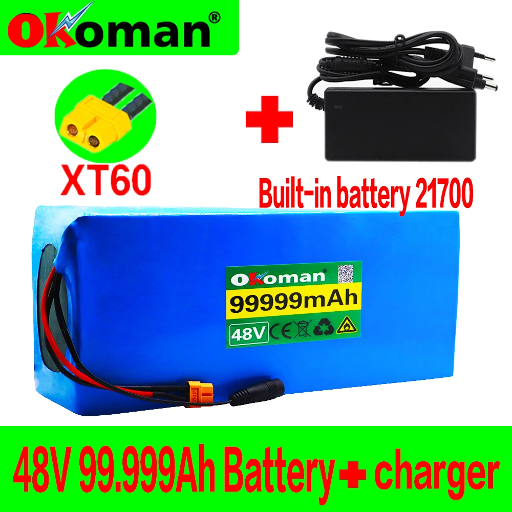 Новый аккумулятор 48 В 21700 13s5p 99 999ah 1000 Вт высокой мощности для электровелосипеда BMS