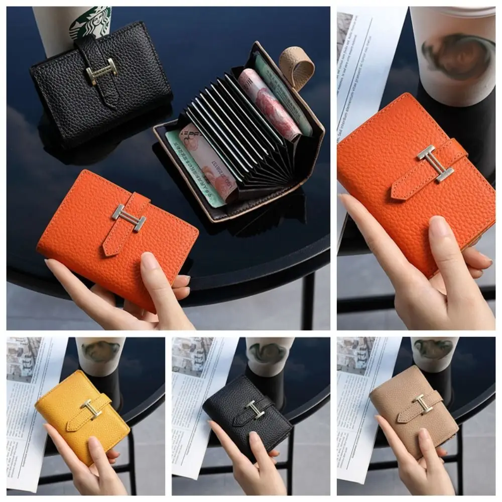 

Lichee Pattern PU Card Bag Short Wallet Female Multi-card Slot Credit Card Bag Small Organ Coin Purse