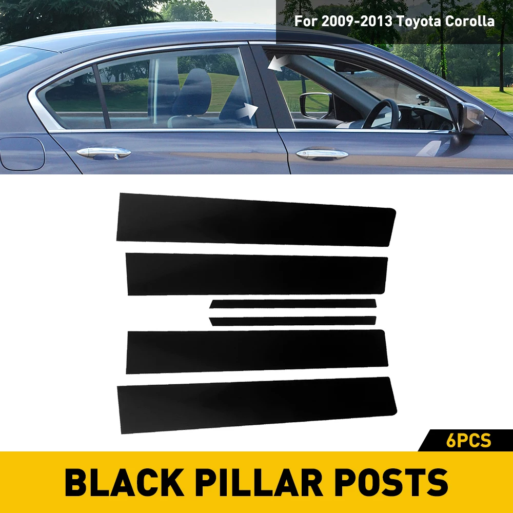 

Для Toyota Corolla 2009 2010 2011 2012 2013 2014-2018, зеркальная оконная стойка, крышка, дверная отделка, черные наклейки, аксессуары