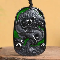 burmese jade dragon pendant pendants men carved luxury emerald jewelry necklace fashion jadeite stone natural black real