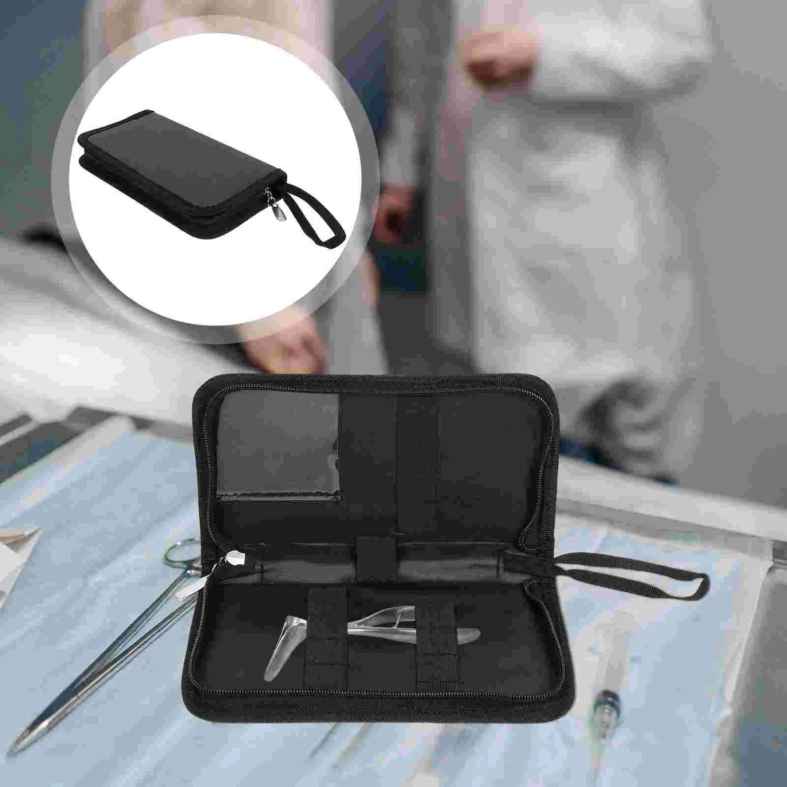 

Portable Operation Instrument Storage Pouch Surgery Tool Organizer (Black)