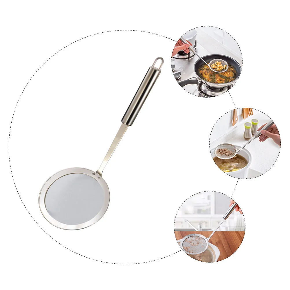 

Grease Filter Kitchen Mesh Colander Flour Strainer Slotted Spoon Fine Sieve French Fries Skimmer Screen Stainless Steel