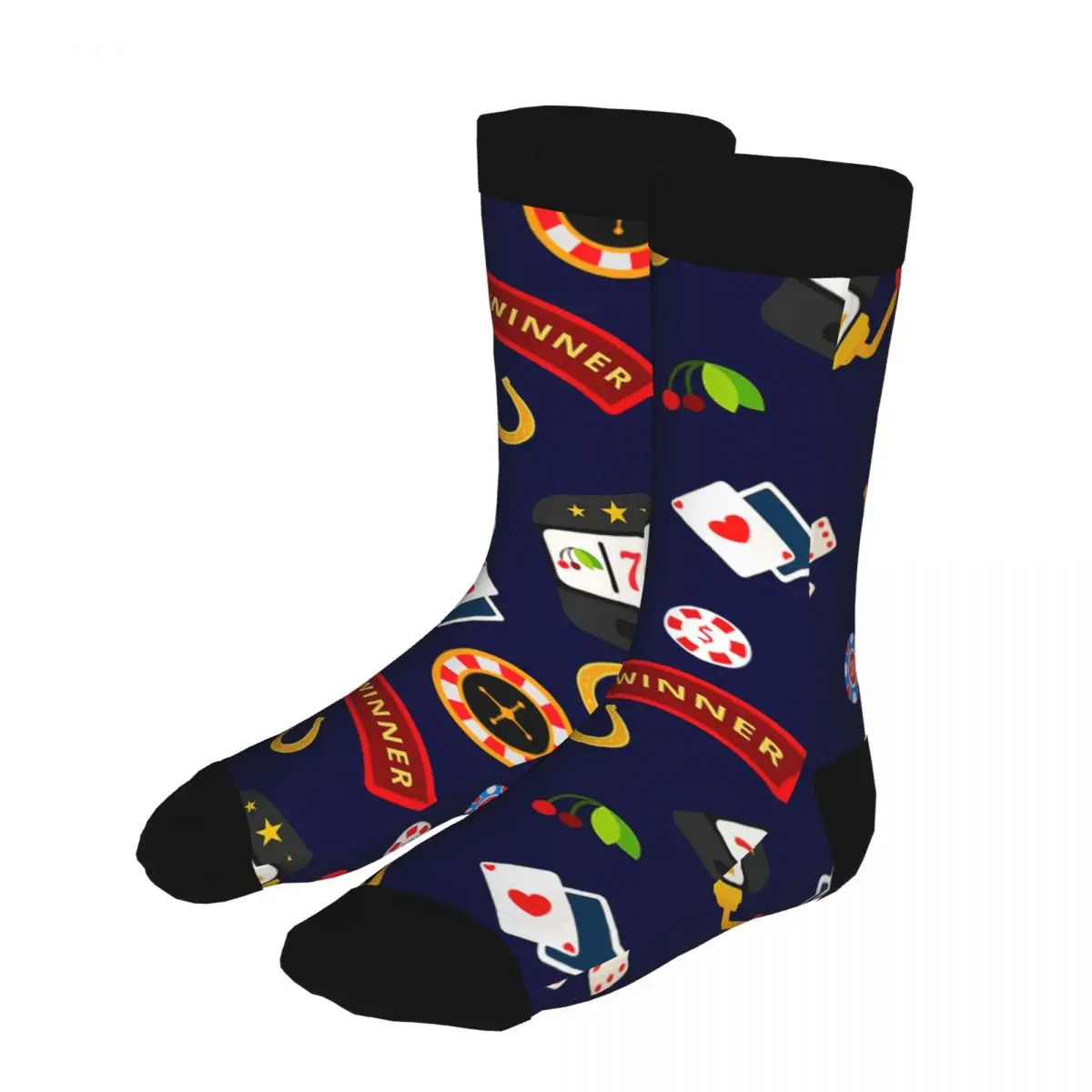 

Casino Thick Contrast Color Socks Men's 5% Spandex Unique Middle Tube Socks Winter Chips Betting Gambling New Arrival