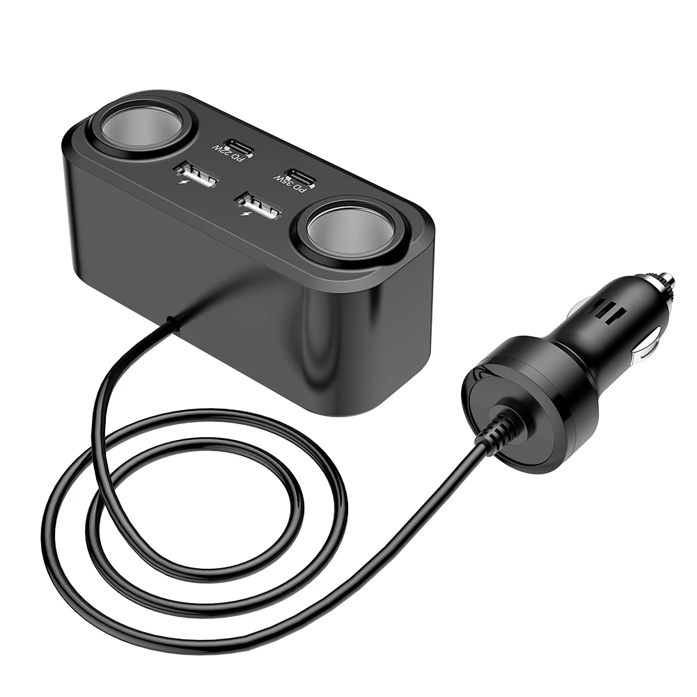 Адаптер прикуривателя PD QC3.0 100 Вт цифровой вольтметр 4 порта USB автомобильное