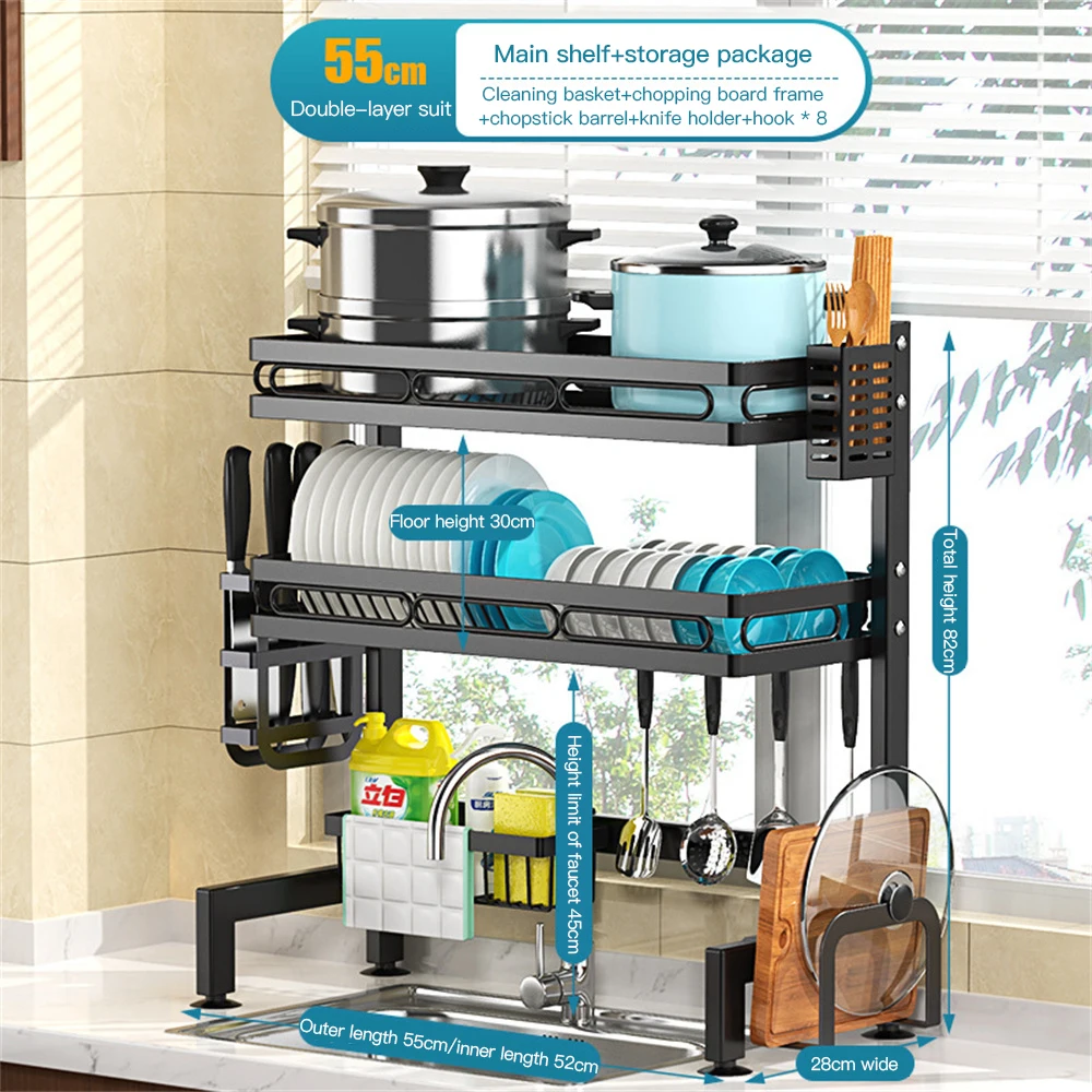 

Sink Shelf Tableware Draining Organizer Kitchen Double-layer Thicked Novel Kitchen Accessories Kitchen Shelf Storage Rack