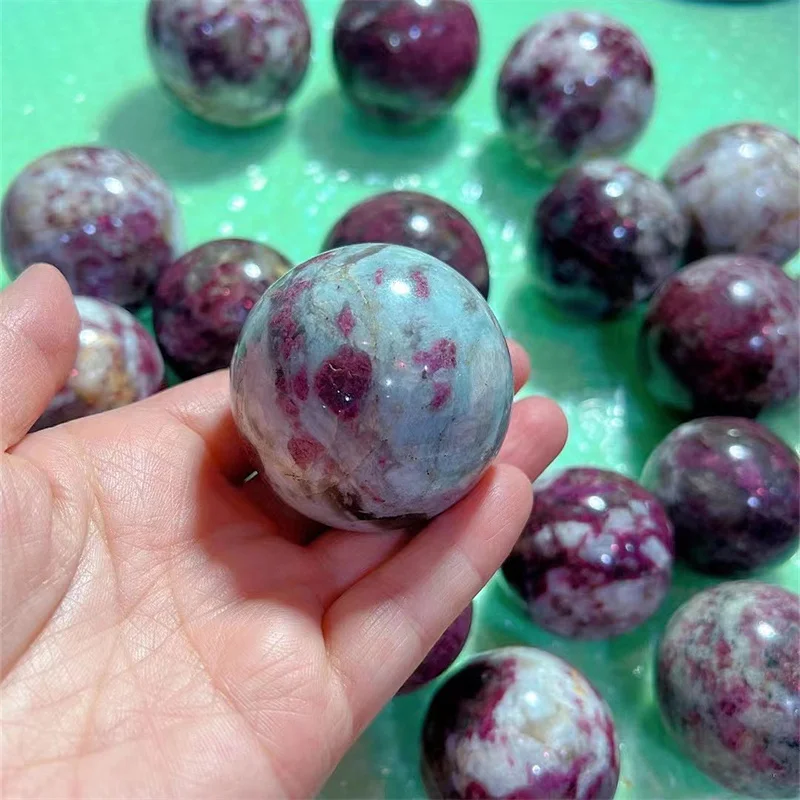 Розовый хрустальный шар из натурального драгоценного камня цветок розы сфера