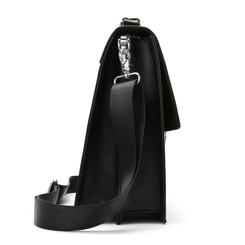 PNDME high quality business genuine leather black men's briefcase casual simple laptop bag office shoulder messenger bags 2019