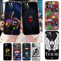 phone case for iphone 11 12 13 pro max 7 8 se xr xs max 5 5s 6 6s plus case soft silicone cover marvel hero logo