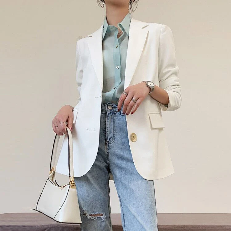 Пиджак Женский Повседневный на пуговицах модный профессиональный свободный