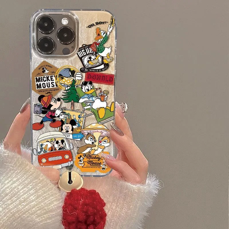 Фото Чехол для iPhone 11 12 13 14 15 16 17 Pro Max Plus с изображением Микки Мауса, Дональда Дака, в стиле аниме, с солнцезащитными очками и напитками, противоударный чехол Pluto Drive №4