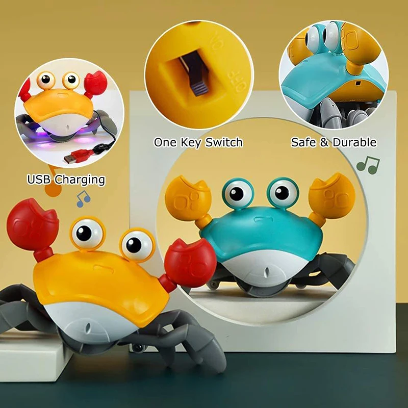 

Induction Escape Crab Rechargeable Electric Pet Musical Toy Interactive Toys USB Rechargeable Moving Toy for Pet Cats and Dogs