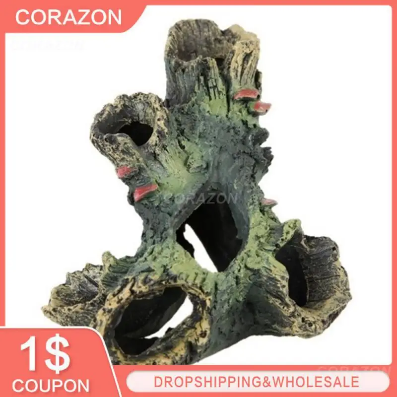 

Fish Tank Decorative Cichlid Family Shrimp Cave House Resin Imitation Moss Tree Root Landscaping Tank Decorative Moss-like Root