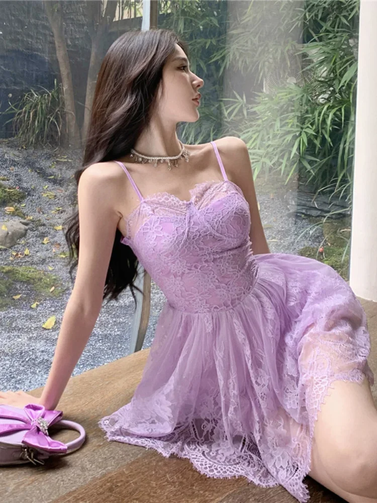 Женское платье без рукавов Ezgaga кружевное лоскутное милое облегающее во