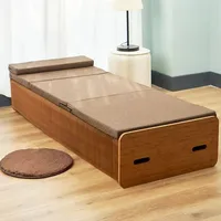 Creative Kraft Paper Folding Bed Bedroom Furniture Rollaway Guest Single Bed Fold Out Bed with Thick Memory Foam Mattress