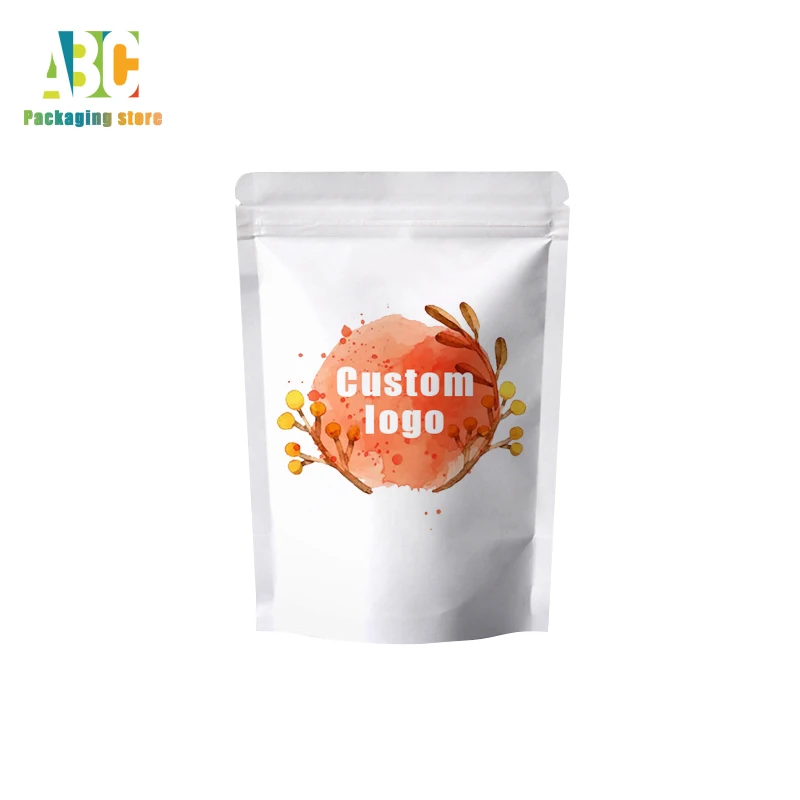 Белая крафт-бумага с застежкой-молнией конфеты чай упаковка для свадебного