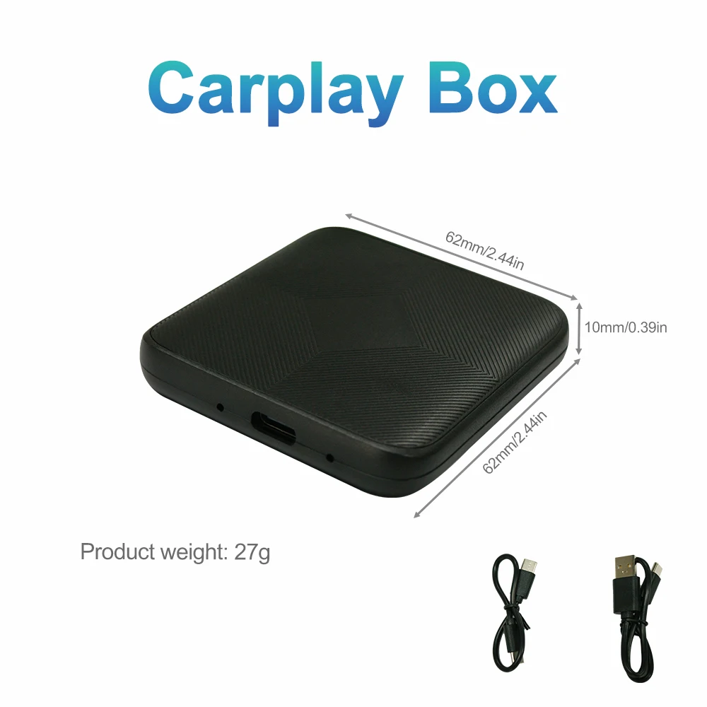 

WRWD Новый 2 в 1, мини-беспроводной Carplay Ai Box Plug & Play BT Wi-Fi, проводной к беспроводному адаптеру Apple Android, автомобильный ключ
