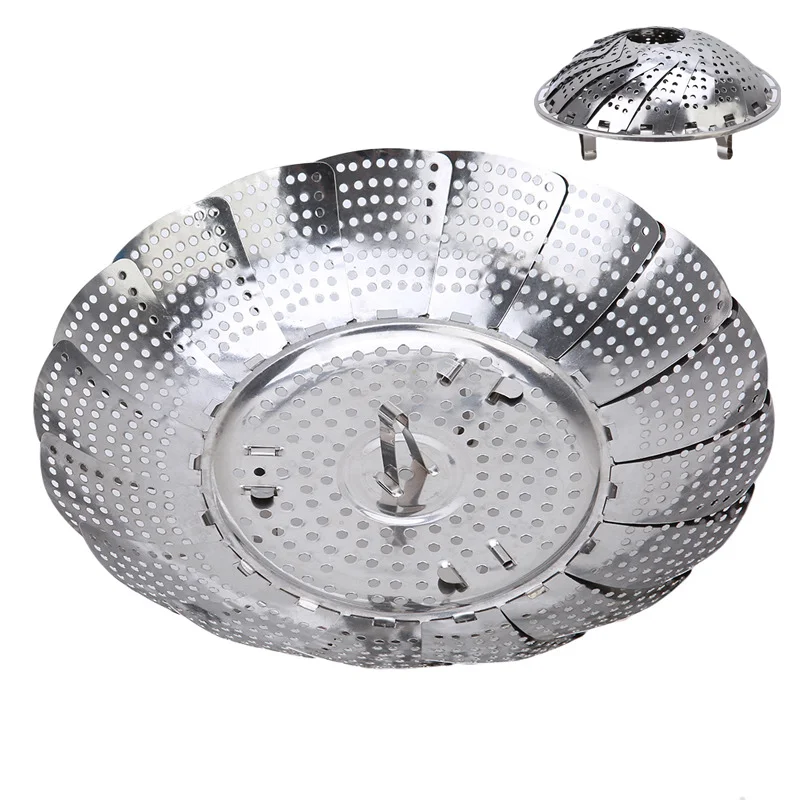 

Stainless Steel Multifunctional Steamer Plate Silver Magic Retractable Folding Steaming Fruit Plate Disk