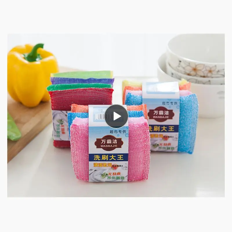

Кухонная безмасляная салфетка для очистки, Мягкая прочная губка для мытья посуды, щетка, бытовые кухонные аксессуары для очистки, случайный цвет