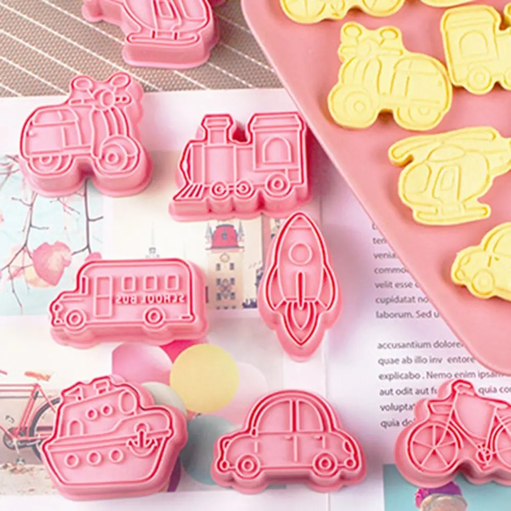 

Car Helicopter Motorcycle Plastic Bike Rocket Baking Mould 3D Cookie Cutter Biscuit Mold Transportation Vehicle Series