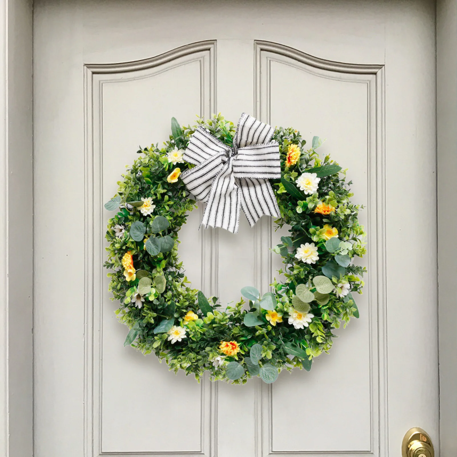 Spring Artificial Wreath For Front Door Wall Decor Beautiful Handcrafted Design Home Decorations Lovely Durable Green Leaf Wreat | Дом и сад