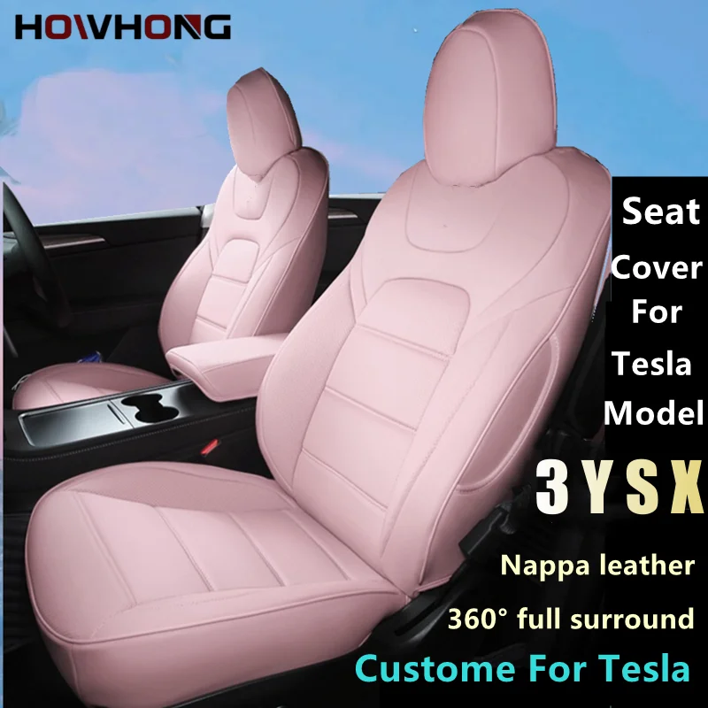Комплект кожаных чехлов для сидений Nappa для Tesla Model 3 Y X S, передние или задние сиденья, белые подушки, аксессуары для интерьера автомобиля ...
