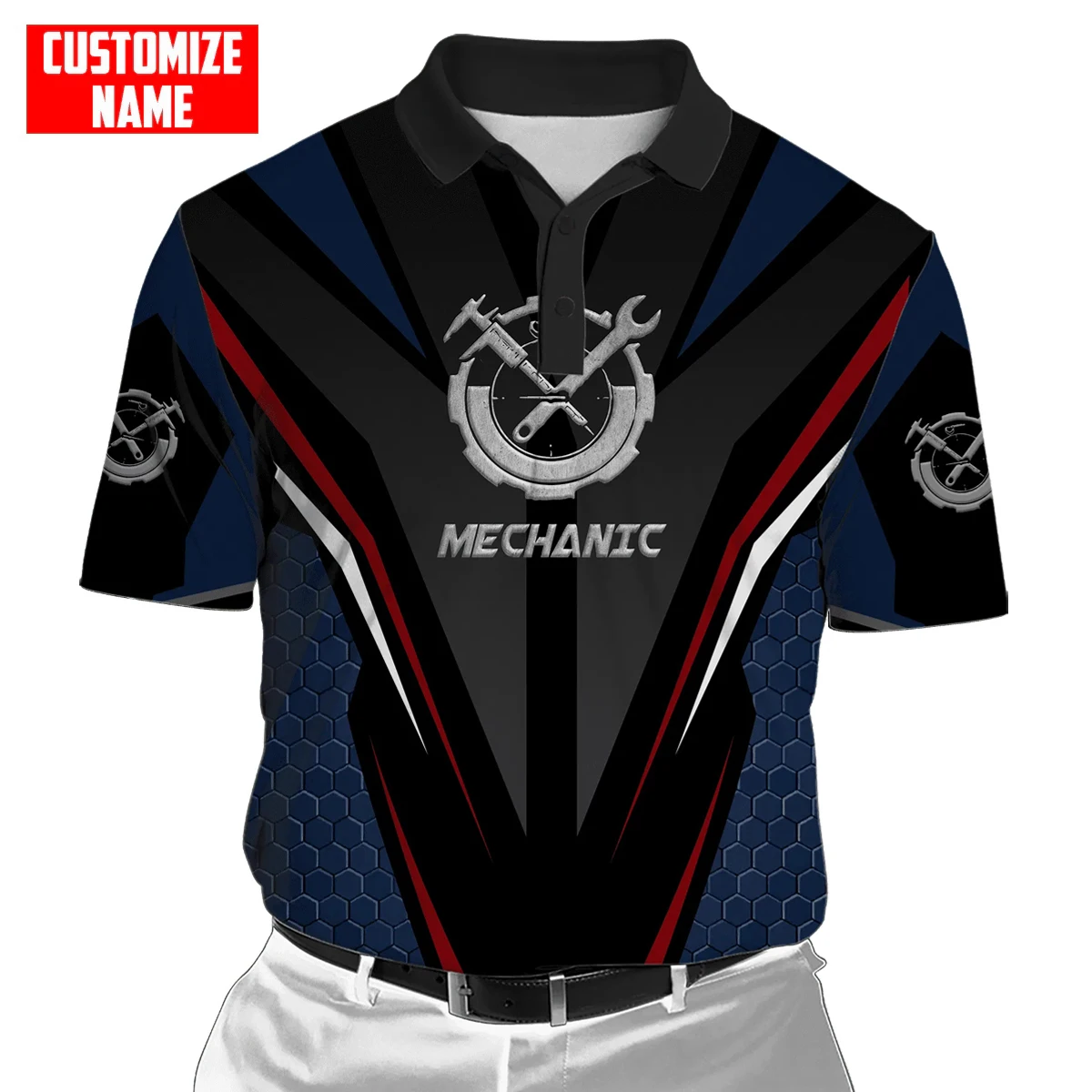 

Модная мужская рубашка-поло PLstar Cosmos с индивидуальным именем, 3D-принтом механика, Повседневная рубашка-поло в стиле унисекс WK159