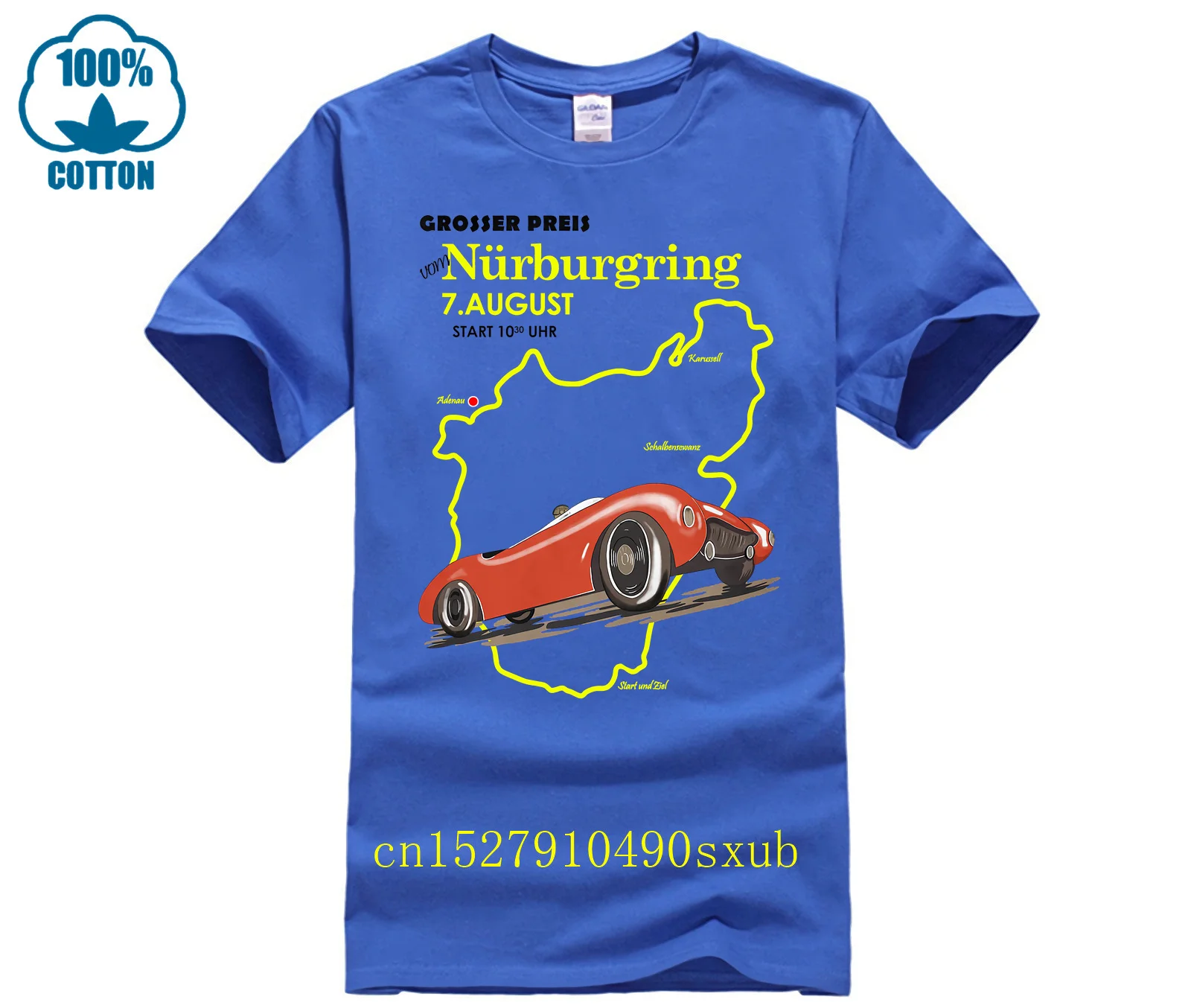 Vintage nurburgring motor racing mark rogan man's t shirt car moto tee clothes
