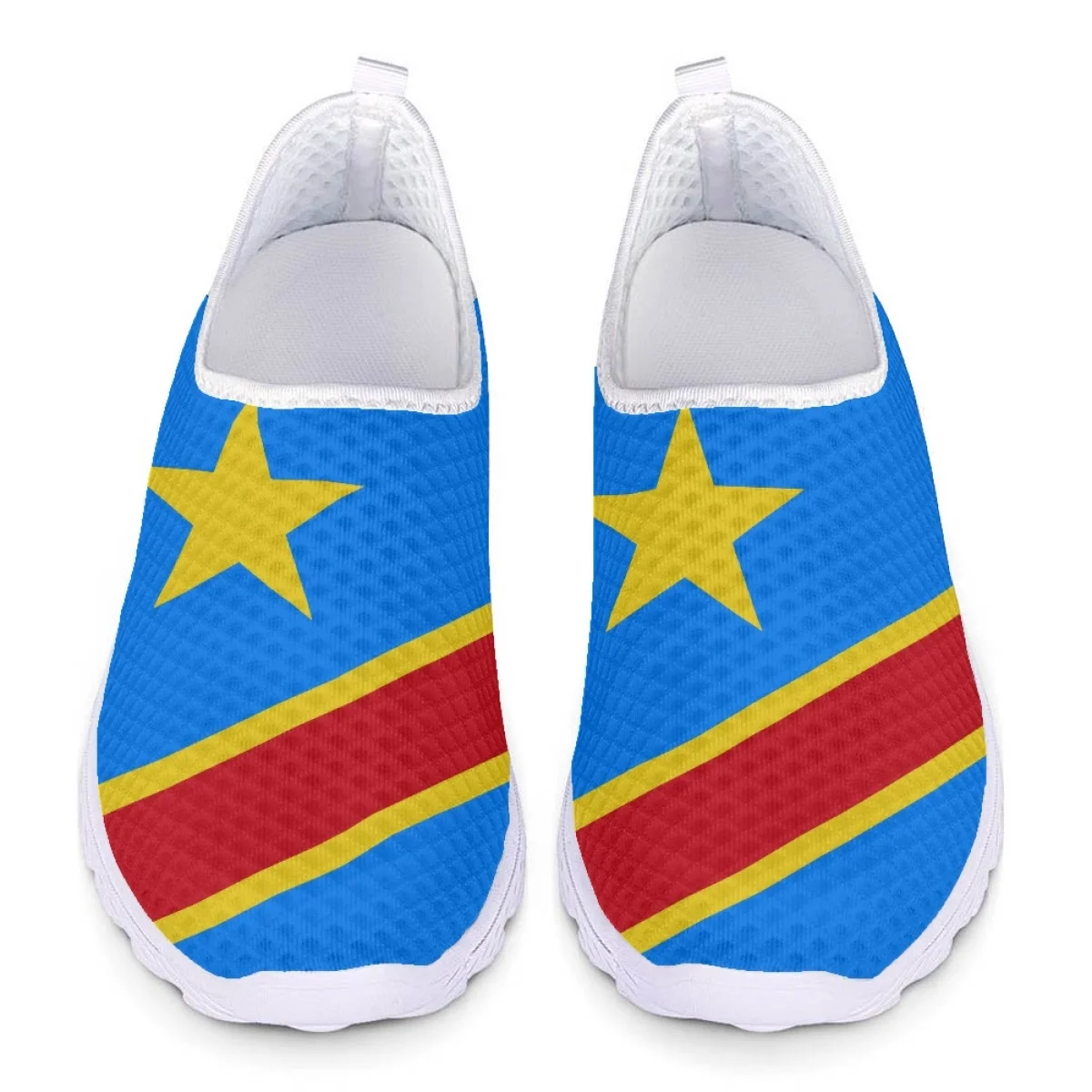 

Congo Flag Flat Shoes for Classic Fashion Comfortable Mesh Shoes for Women Flower Casual Round Toe Sports Walking Shoes Zapatos