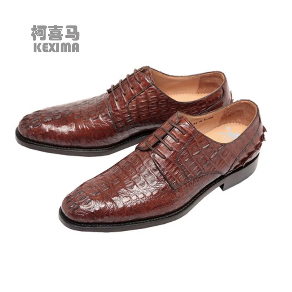 

hulangzhishi Genuine leather crocodile Leather shoes Europe and the United States Pure manual Men dress shoes male shoes