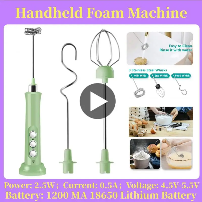 

3 In 1 Wireless Milk Frother Handheld Foam Maker for Lattes Coffee Whisk Mixer Foamer for Cappuccino Frappe Matcha Frothing Wand