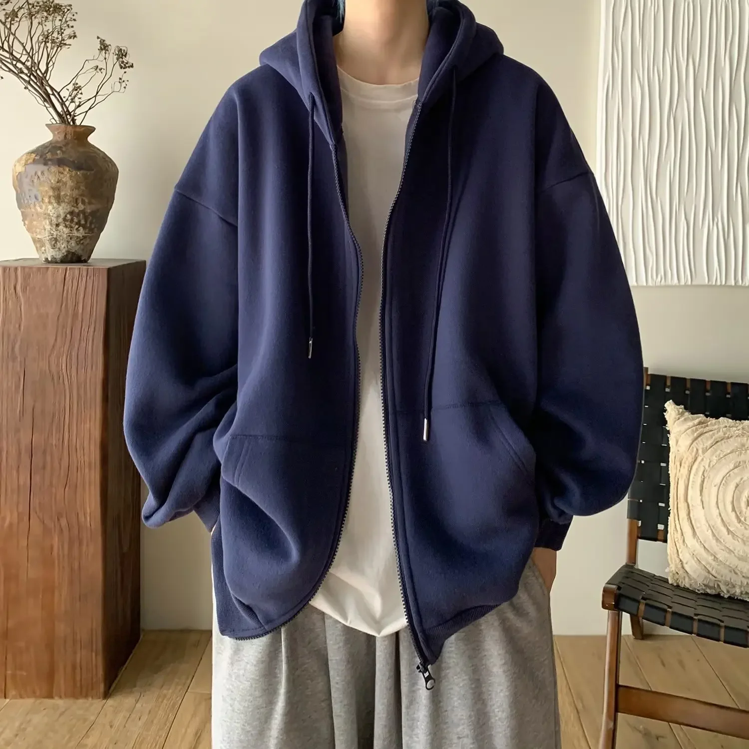 Художественный повседневный мужской свитшот с капюшоном свободного покроя