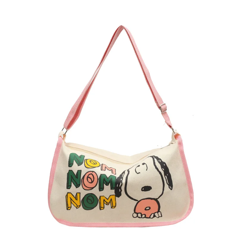 Фото Модная Наплечная Сумка с принтом Snoopy, седельная сумка, Студенческая классная универсальная сумка через плечо с японской девушкой, мультяшная вместительная сумка №5