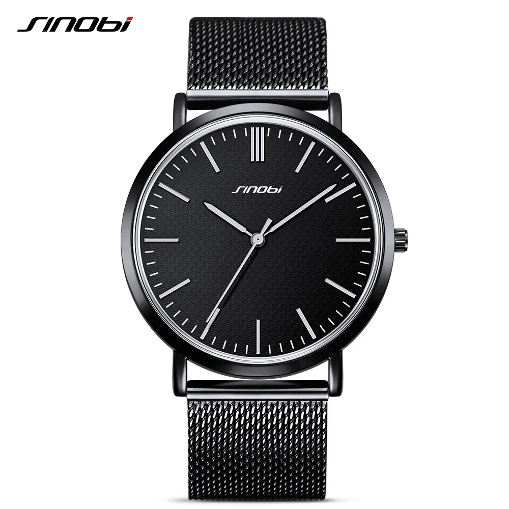 

SINOBI Fashion Sports Men's Quartz Watch Stainless Steel Strap Simple Dress Waterproof High Quality Brand Men Wristwatches