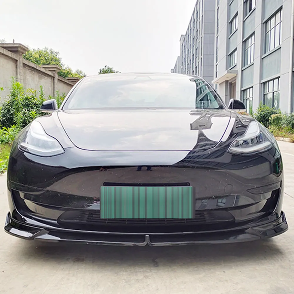 Фото Защита переднего бампера для Tesla Model 3 2017-2023, сплиттер-диффузор, автомобильные аксессуары, АБС-пластик, карбон №2