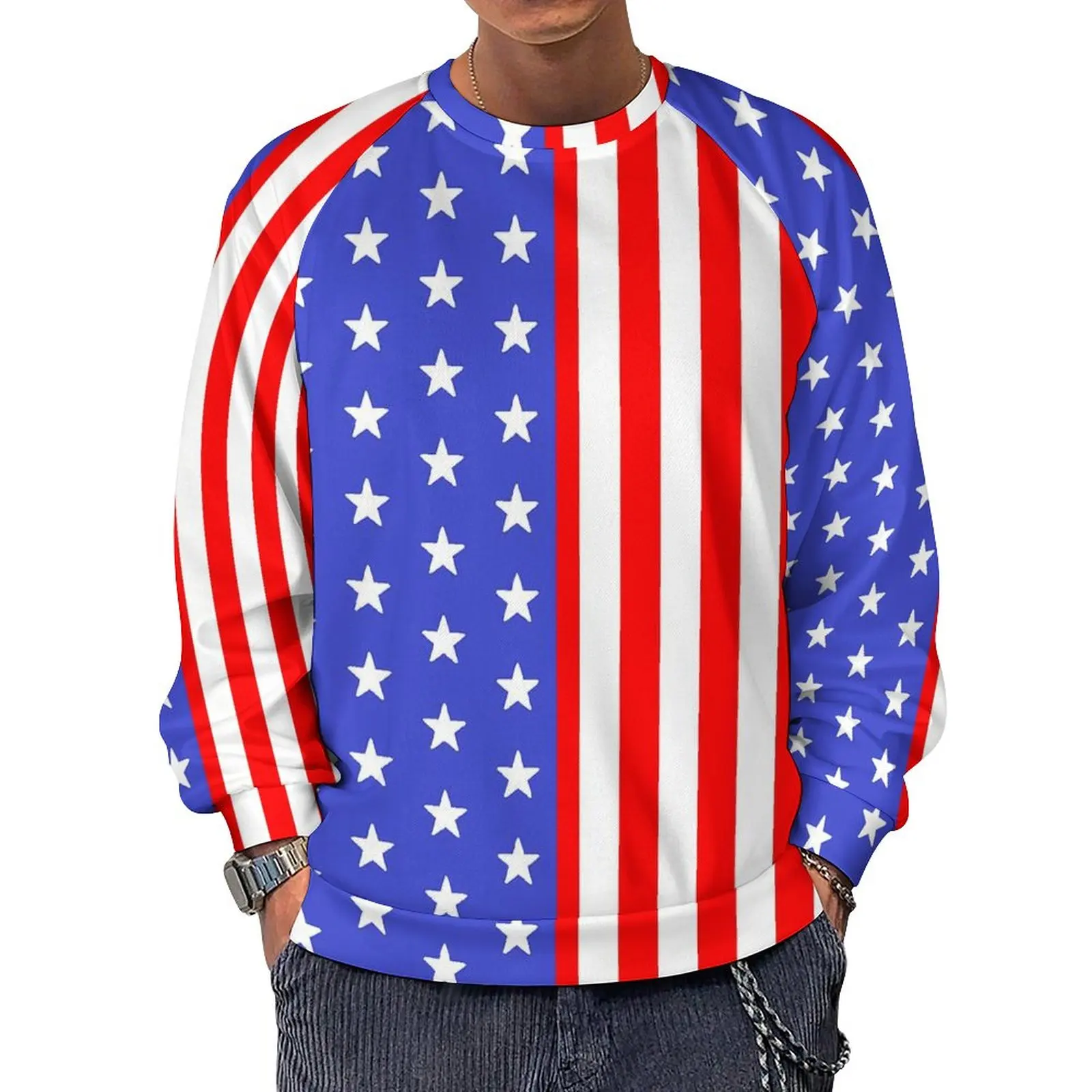 

American Flag Essentials Hoodies Autumn USA Stars and Stripes Outerwear Sweatshirts Couple Modern Graphic Oversized Hoodie