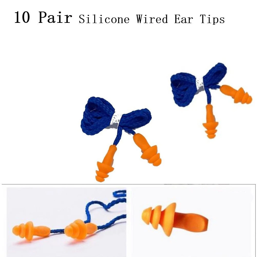

10 Pairs Soft Silicone Ear Tips Kit Corded Ear Plugs 33dB Anti Noise Reusable Hearing Protect 28 X 15 X 10mm Hearing Protection