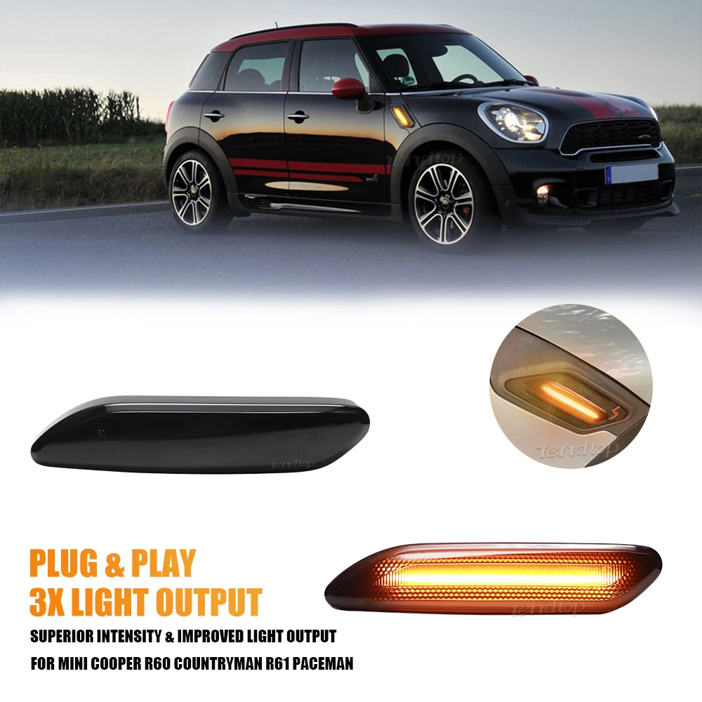 

Amber LED Turn Signal Repeater Sequential Light Flashing Side Marker Lamp For Mini Cooper R60 Countryman 10-17 R61 Paceman 12-17