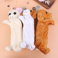 new plush pencil box kawai plush dog school office supplies childrens pencil box lovely cat claw french frie stationery box hot