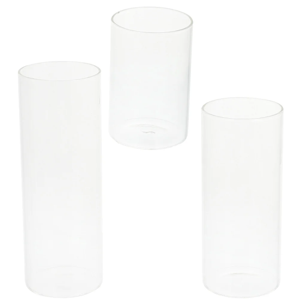 

3 Pcs Transparent Jar Taper Holder Glass Holders Decorate Scene Layout Candleholder Desktop Cup Candlestick Small