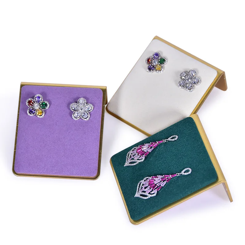 Metal Microfiber Jewelry Props Earrings Display Holder Creative Beveled Jewelry Stand Jewelry Display Decoration Stand